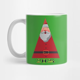 Santa in the shape of a Christmas tree 2024 Mug